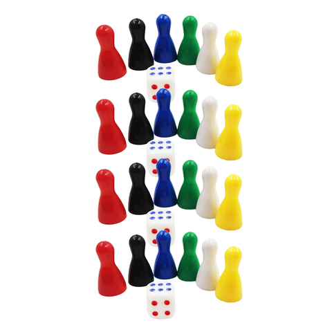 24 Uds plástico Chessman peones piezas juegos de mesa, figuras humanas piezas de juego de ajedrez, marcadores de mesa componentes (incluyen 4 dados) ► Foto 1/6