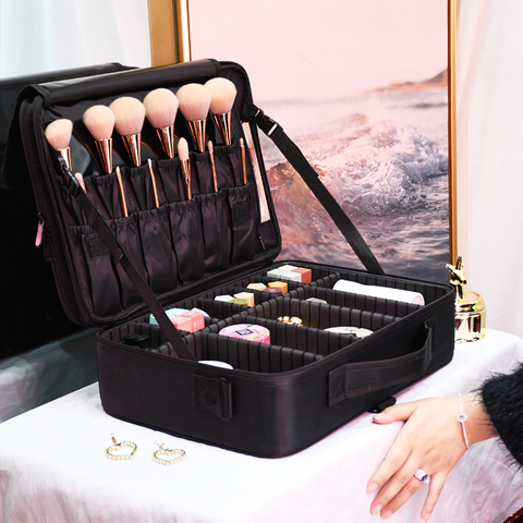 Bolsa de maquillaje profesional de gran capacidad para mujer, neceser de viaje para manicura y peluquería, novedad ► Foto 1/6