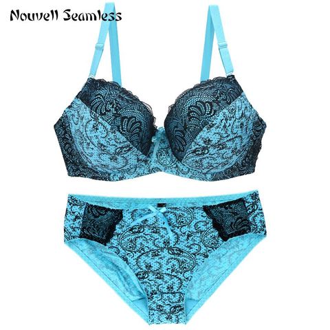 Nouvelle, Conjunto de sujetador con estampado femenino sexy de alta calidad de marca famosa sin costuras, conjunto de ropa interior push-up con encaje floral. De gran tamaño underwe ► Foto 1/6