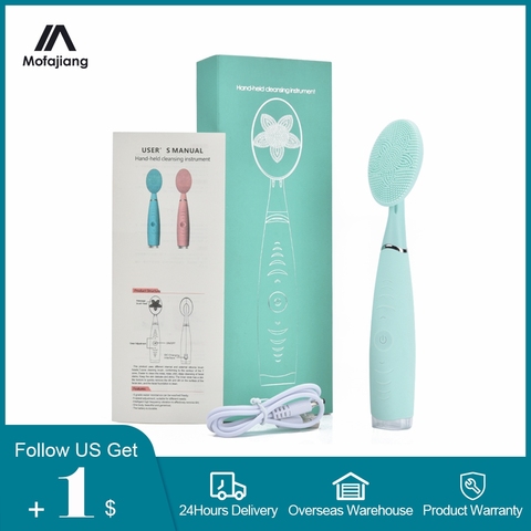 Mini cepillo eléctrico de limpieza Facial, vibrador sónico, limpiador de poros resistente al agua, cepillo de lavado Facial, masaje de silicona, belleza, cuidado de la piel ► Foto 1/6