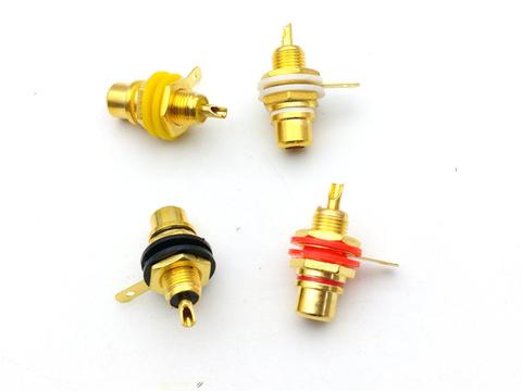 Adaptador de enchufe de chasis de montaje en Panel RCA hembra chapado en oro de 10 Uds. ► Foto 1/5