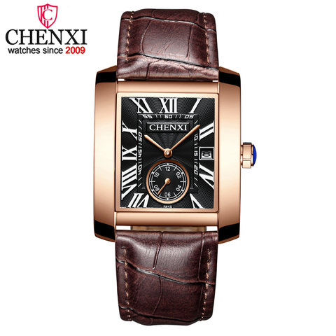 CHENXI-reloj de cuarzo cuadrado para hombre, cronógrafo de lujo, resistente al agua, dorado y negro ► Foto 1/6