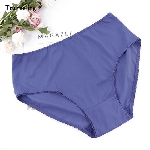 Trufeeling XL-6XL bragas sin costuras de gran tamaño para mujer, con LICRA de Color sólido, ropa interior ultrafina de seda helada, calzoncillos de talla grande ► Foto 1/6