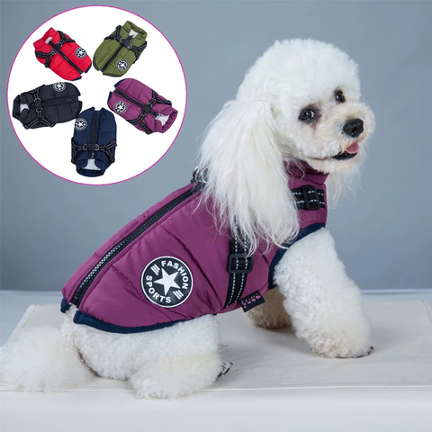 Chaleco con arnés para mascota, ropa para cachorro, chaqueta para perro impermeable, ropa cálida para mascotas de invierno para perros pequeños, abrigo de cachorro Shih Tzu Chihuahua ► Foto 1/6