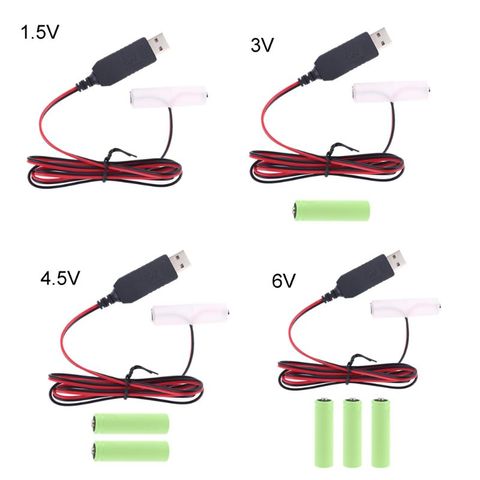 LR6 AA Eliminador de batería Cable de alimentación USB reemplazar 1-4 Uds 1,5 V AA batería ► Foto 1/6