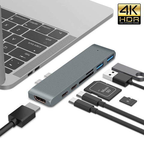 USB 3,1 tipo-C a HDMI Adaptador 4K Thunderbolt 3, USB-C con Hub 3,0 SD TF lector PD para MacBook Pro aire 2022 M1 Chip ► Foto 1/6