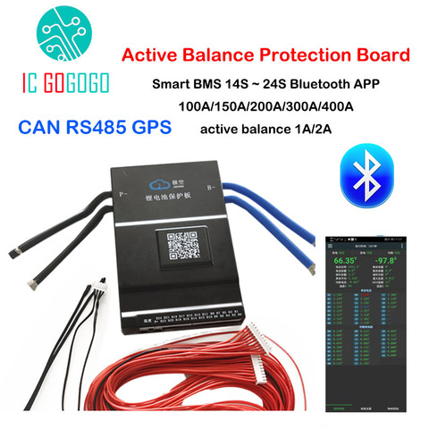 1A/2A activo equilibrio BMS Placa de protección de batería 13S ~ 24S 100A 300A puede RS485 GPS APP Lifepo4 Li-Ion LTO 48V 16S 20S 60V 72V ► Foto 1/6