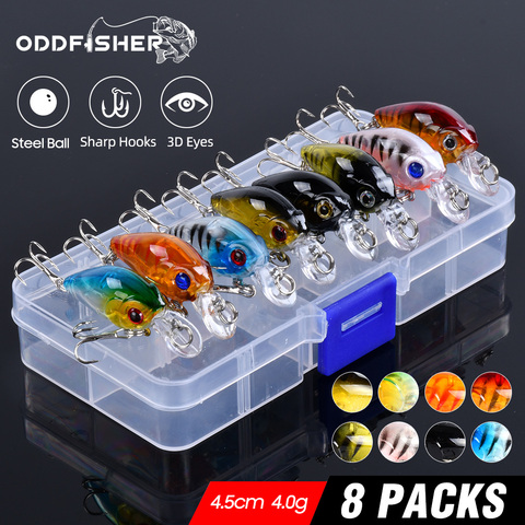 Juego de Crankbaits de 8 uds, Señuelos de Pesca de colores mezclados, cebos para pececillos, Wobbler con caja, cebo de lubina para nadar, aparejos duros para trucha ► Foto 1/5