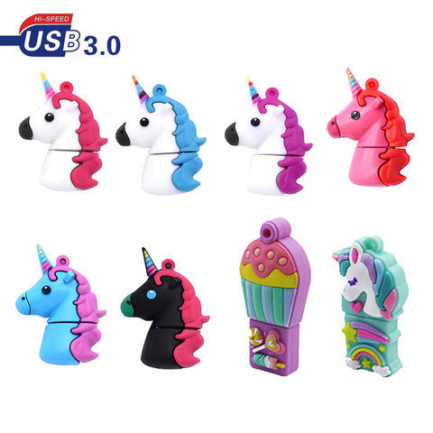 USB Flash Drive 16GB 32GB Usb 3,0 encantadora de dibujos animados de 64GB Pen Drive 8GB 4GB Mini caballo colorido memoria Pendrive Stick ► Foto 1/6