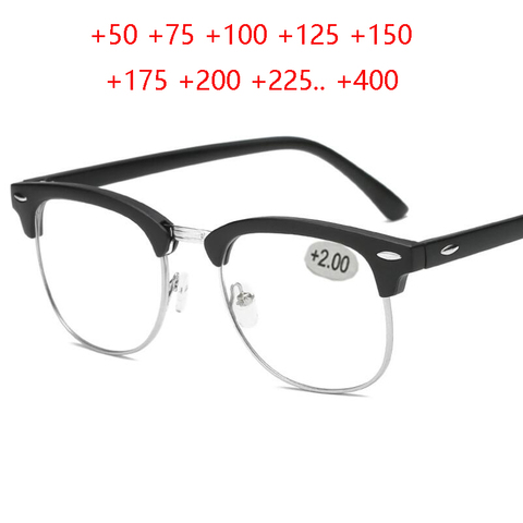 Gafas de lectura de medio Marco de Metal para hombre y mujer, anteojos de lectura para presbicia, gafas de visión de lejos con fuerza + 0,5 + 0,75 + 1,0 + 1,25 A + 4,0 ► Foto 1/6