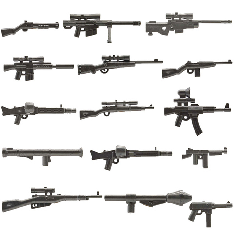 Juego de Rifle de la Segunda Guerra Mundial, armas de soldados militares, Juguetes de bloques de construcción, 10 unids/lote, HCSR MG42 M1A1, Bazooka ► Foto 1/6