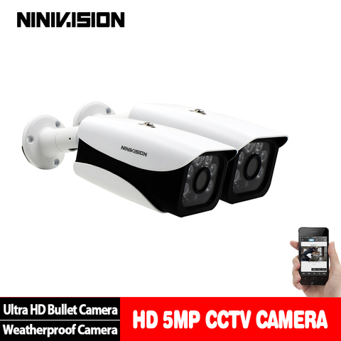 NINIVISION-cámara CCTV de 5,0mp, lente HD de 5MP y 3,6 MM, cámara AHD panorámica de 90 grados, visión nocturna, impermeable, para exteriores, 2 cámaras proyectil Uds. ► Foto 1/6