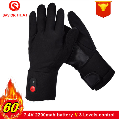 Guantes de invierno de 7,4 V con batería eléctrica para hombre y mujer, guantes calentados, recargables para esquiar, pescar, montar y cazar, mantienen las manos calientes ► Foto 1/6