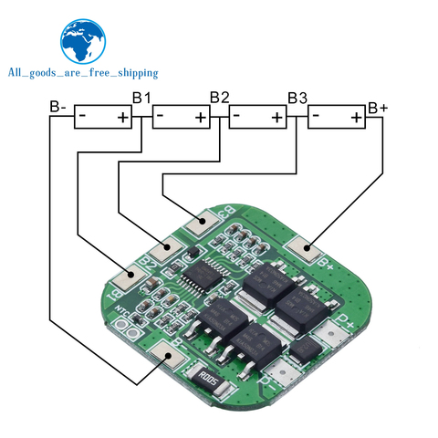 Placa de protección de batería TZT 4S, 14,8 V/16,8 V, 20a, pico, Limn2O4 18650 li ► Foto 1/6