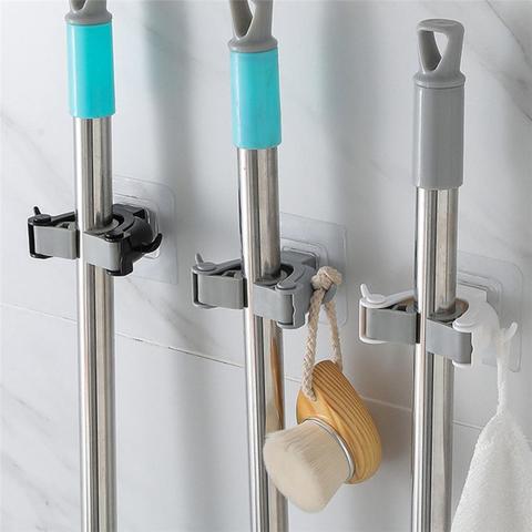 ¡Gran oferta! Soporte de almacenamiento para escoba y cepillo montado en la pared del baño, Perchero de almacenamiento con gancho, venta al por mayor, envío directo ► Foto 1/6