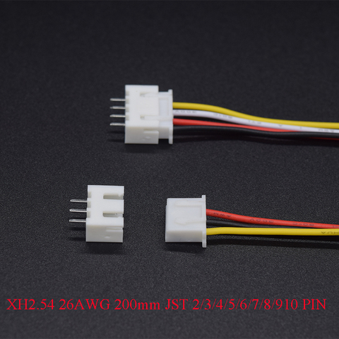 10 set/lote JST XH XH2.54 2,54mm/2/3/4/5/6/7/8/9/10 P Pin conector con Cable 26AWG longitud hombre de enchufe hembra ► Foto 1/5