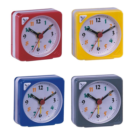 Reloj despertador clásico Mini con batería pequeño Sauqre reloj de viaje con función de luz y repetición 4 colores disponibles ► Foto 1/6