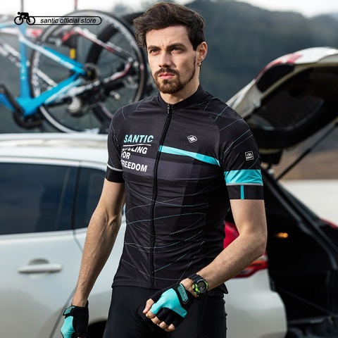 Santic hombres ciclismo Camiseta corta Pro Fit dos colores antideslizante manga puño carretera bicicleta MTB manga corta transpirable Jerseys K7M2026 ► Foto 1/6