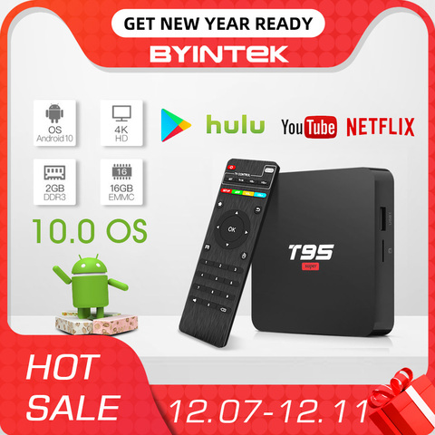 BYINTEK TV Box Android 10,0 OS 2G + 16G 2,4G WIFI Chipset3229 medios jugador de Netflix, Hulu Media Player 4K Youtube ► Foto 1/6