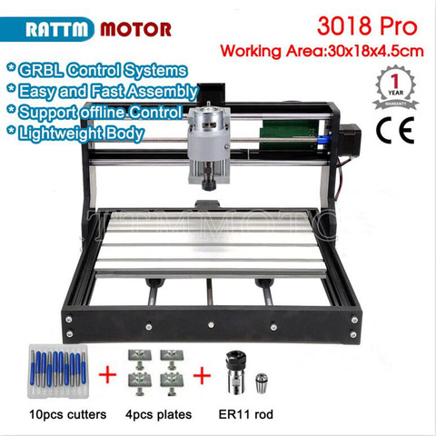 Máquina de grabado láser CNC controlador GRBL 3 Axias 3018 pro, enrutador de madera con control fuera de línea, 30x18x4,5 cm ► Foto 1/1