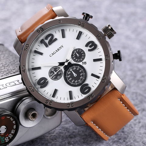 Relojes hombres Cagarny marca deporte de los hombres relojes hombres reloj de cuarzo hombre militar reloj ejército reloj masculino envío nuevo ► Foto 1/6