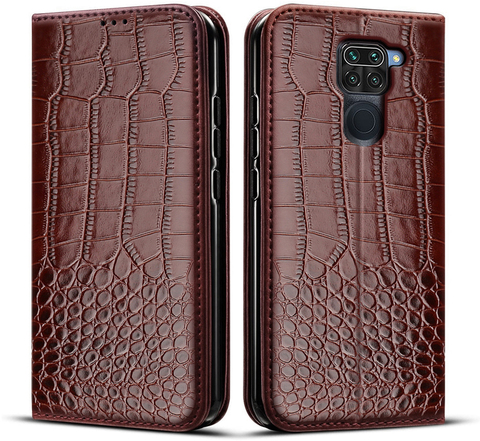 Funda con tapa para Xiaomi Redmi Note 9, cubierta trasera de cuero con textura de cocodrilo, 6,53 ► Foto 1/5