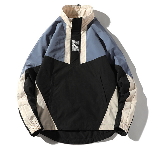 Hombres chaqueta de Hip Hop abrigo de primavera Harajuku Color Retro Patchwork bloque Windbreaker chaqueta Vintage chaqueta de gran tamaño 2022 ► Foto 1/6