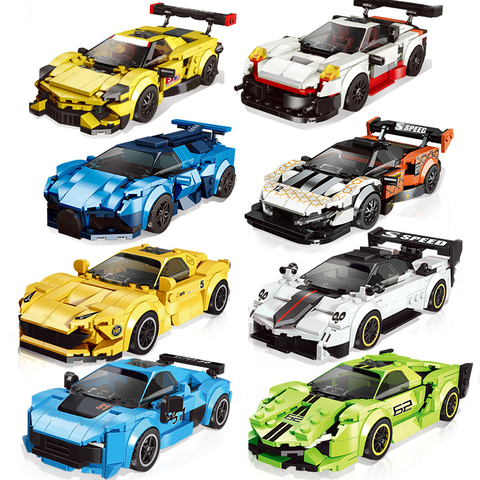 Technic-construcción de un coche de carreras para niños, ciudad, carreras, carreras, bloques de construcción, campeón de velocidad, coche deportivo, creador, Moc, juegos, juguetes educativos ► Foto 1/6