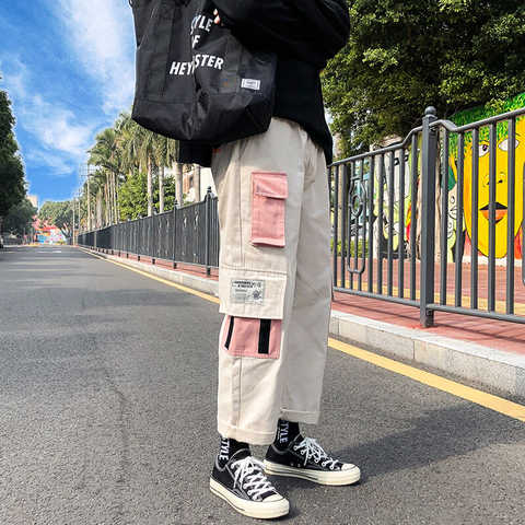 Hip Hop pantalones de chándal bordados estilo japonés pantalones de chándal Streetwear hombres pista corredores Casual Cargo Pantalones ► Foto 1/6