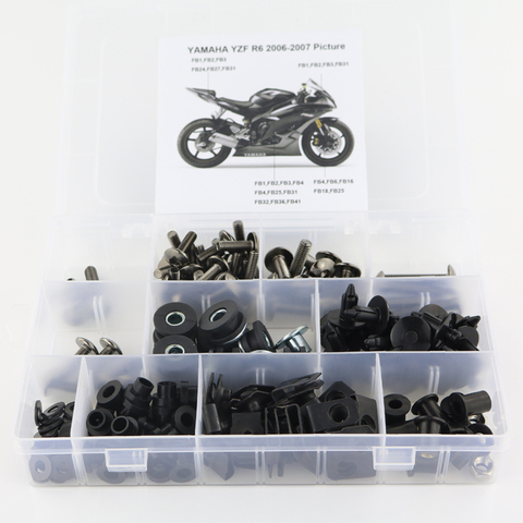 Ajuste para Yamaha YZF R6 YZFR6 YZF-R6 2006 2007 Kit de tornillos de carenado Clips velocidad loco lado cubre pernos ► Foto 1/6