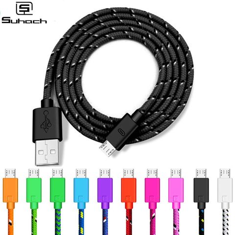 De Nylon trenzado de Cable USB a Micro USB 1 m/2 m/3 m USB de sincronización de datos Cable cargador para Samsung HTC Huawei Xiaomi tableta Android USB Cables de teléfono ► Foto 1/6