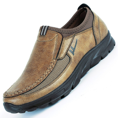 Zapatos casuales de los hombres zapatos resbalón en mocasines de talla grande 38-50 zapatillas adultos Patchwork None-tejido transpirable zapatos de barco zapatos de hombre de cuero zapato ► Foto 1/4