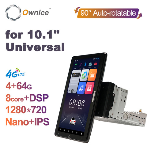 Ownice-radio Multimedia giratoria automática para coche, radio con estéreo, 4G, LTE, Wifi, óptica, DSP, 10,1 pulgadas, 1280*720 IPS, Nano Universal, Android 8,1 ► Foto 1/6