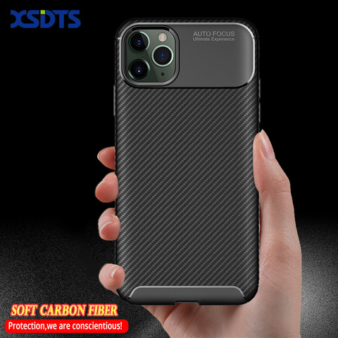 Funda protectora de fibra de carbono suave para iPhone, carcasa a prueba de golpes para iPhone 12 Mini 11 Pro Xs Max XR X 8 6 6s 7 Plus SE 2022 ► Foto 1/6