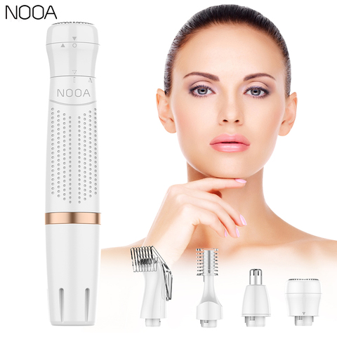 NOOA-Afeitadora eléctrica 4 en 1 para mujer, depilación indolora, bikini, depiladora facial eléctrica para cejas, cortadora de pelo corporal ► Foto 1/6