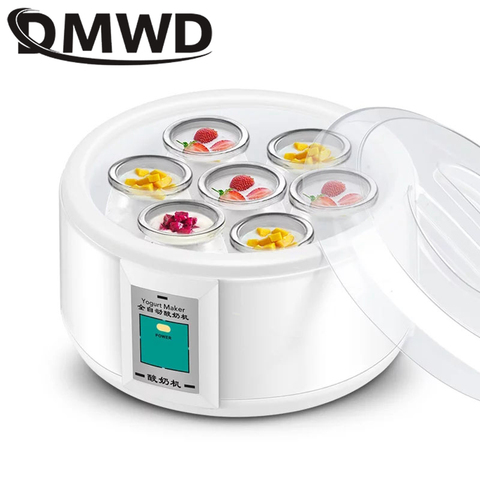 DMWD eléctrico fabricante de yogur multifunción automático de acero inoxidable de Natto vino de arroz máquina de yogur con 7 tazas 1.5L pepinillo ► Foto 1/2