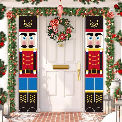 FENGRISE-cartel de soldado Cascanueces, cortina de puerta de Navidad, decoración de Feliz Navidad para el hogar, Navidad, regalos de Año Nuevo 2022 ► Foto 1/6