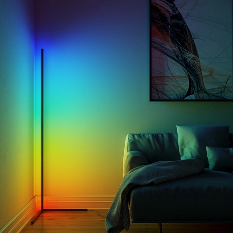 Lámpara LED de pie RGB moderna para decoración de esquina, iluminación de pie para interiores, para dormitorio, sala de estar, mesita de noche, colorida ► Foto 1/6