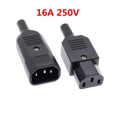 Conector de Cable recto IEC de 16A 250V, enchufe de alimentación macho hembra C13 C14, enchufe reutilizable de 3 pines, enchufe Industrial de CA ► Foto 1/6