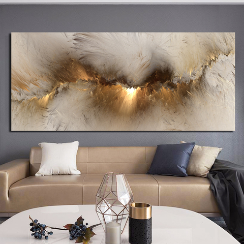 Pintura al óleo abstracta de nubes nebulosa de colores impresa en lienzo, imagen de pared de gran tamaño para sala de estar, póster moderno e impresión ► Foto 1/6