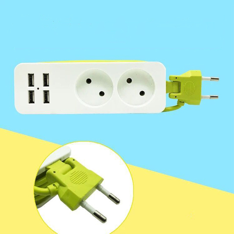 Regleta 2 salida de CA enchufe de la UE 1200W 250V, Cable de 1,5 m, enchufe múltiple de pared Portable 4 puerto USB para teléfonos móviles para Smartphones ► Foto 1/6