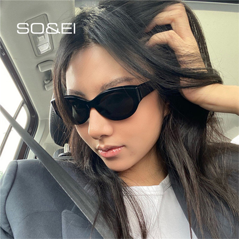 SO & EI-gafas de sol de estilo ojo de gato para mujer, anteojos de sol unisex de marca de diseñador, Estilo Vintage Ins, populares, fluorescentes, color verde, con UV400 ► Foto 1/6