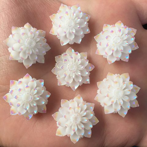 Nuevo DIY 10 piezas 20mm AB resina linda flor de piedra plana boda botones artesanía álbum de recortes R282 ► Foto 1/3