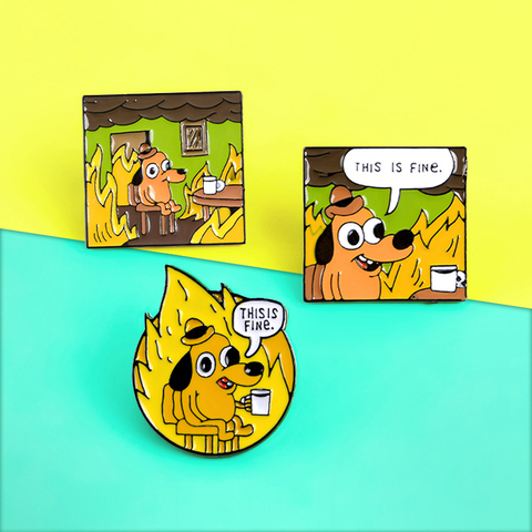 ¡Pregunta de dibujos animados Hound broches de perro esmalte pins esto es fino! Humor Meme 