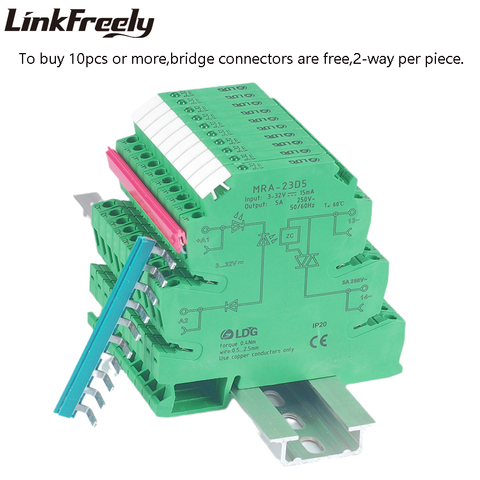 MRA-23D5 10 Uds 5A interfaz PLC módulo de relé de estado sólido DC AC de entrada: 3V 5V 12V 24VDC SSR relé de tensión, carril Din, Control ► Foto 1/6