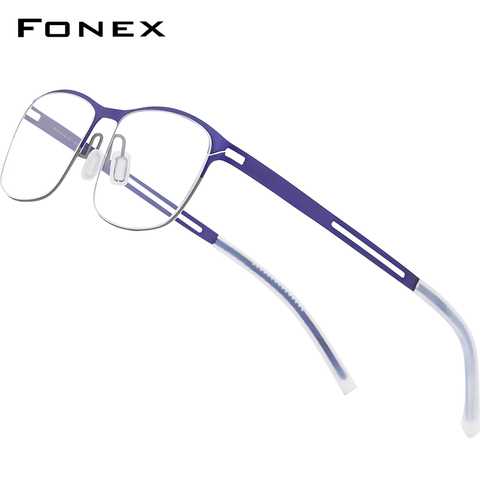 Montura de gafas de titanio FONEX B, gafas graduadas cuadradas para hombre, gafas antideslizantes de silicona 2022, gafas sin tornillos 8529 ► Foto 1/6