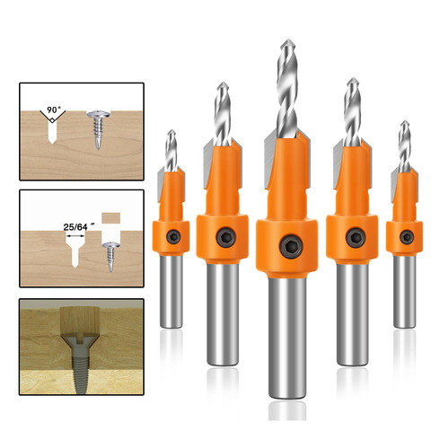 Brocas de vástago HSS para carpintería, enrutador avellanador, broca, Extractor de tornillo, Remon demolición para Fresa de madera, 8MM, 1 unidad ► Foto 1/6