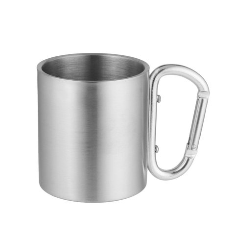 OUTAD-taza de acero inoxidable para acampar, taza de viaje al aire libre de doble pared con mango de gancho de mosquetón, 180ml ► Foto 1/6