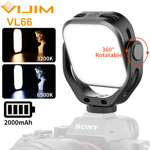 VIJIM VL66 3200k-6500k Vlog llenar de luz 360 ° giratoria luz LED para vídeo ampliar Zapata fría construido en batería de 2000mAh con luz de pie ► Foto 1/6