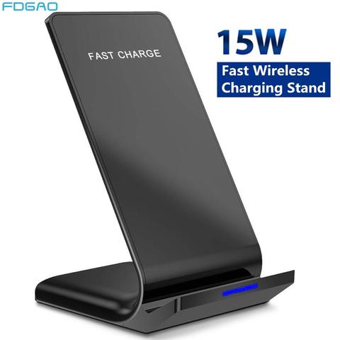 15W Qi soporte de cargador inalámbrico para iPhone 11 Pro X XS Max XR 8 Samsung S10 S9 Note 10 9 8 soporte de teléfono de estación de carga rápida ► Foto 1/6